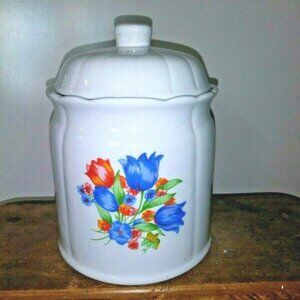 VINTAGE CERAMIC COOKIE JAR/CANISTER FLOWER/FLORAL